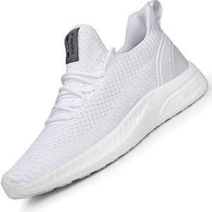 Feethit Men's Slip-On Lightweight All-White Sneakers