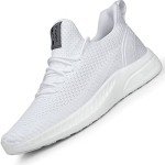Feethit Men's Slip-On Lightweight All-White Sneakers