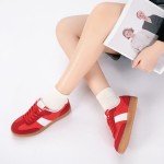 Rihero Women's Classic Red Lace-Up Sneakers Size 7.5