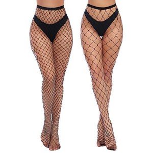 High-Waisted Fishnet Tights for Women - One Size