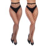 High-Waisted Fishnet Tights for Women - One Size