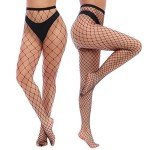 High-Waisted Fishnet Tights for Women - One Size