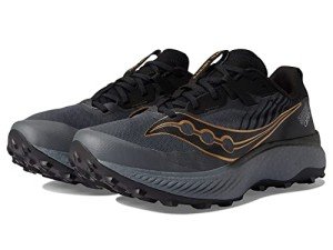 Saucony Men's Endorphin Edge Trail Sneaker, Black/Gold