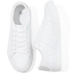 Kufeiti Women's White Low Top Lace-Up Sneakers