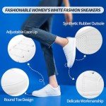 Kufeiti Women's White Low Top Lace-Up Sneakers