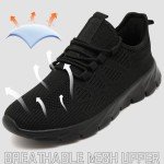 Breathable Women's Slip-On Running Sneakers - Black