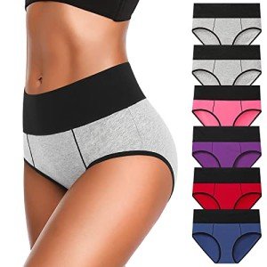 High Waist Cotton Women's Stretch Briefs, 6-Pack