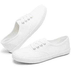 Women's White Slip-On Canvas Sneakers - Size 8