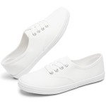 Women's White Slip-On Canvas Sneakers - Size 8