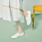 Women's White Slip-On Canvas Sneakers - Size 8