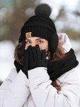Warm Knit Winter Hat, Scarf, Gloves Set