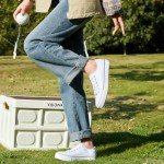 ZGR Women's Lace-Up White Canvas Sneakers