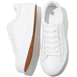 SERNIAL Women’s White Casual Tennis Sneakers
