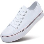 ZGR Women's White Low Top Lace-Up Sneakers