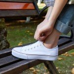 ZGR Women's White Low Top Lace-Up Sneakers