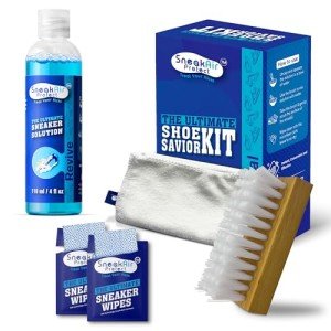 Sneaker Cleaning Kit with Solution, Brush, and Wipes