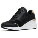 Cestfini Women's Black Wedge Sneakers - Non-Slip Style