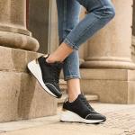 Cestfini Women's Black Wedge Sneakers - Non-Slip Style
