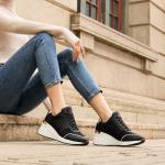 Cestfini Women's Black Wedge Sneakers - Non-Slip Style