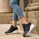 Cestfini Women's Black Wedge Sneakers - Non-Slip Style