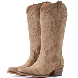 Women's Western Cowboy Boots with Chunky Heel