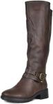 DREAM PAIRS Women's Buckle Knee High Boots, Brown