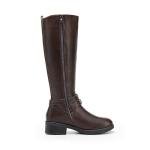 DREAM PAIRS Women's Buckle Knee High Boots, Brown
