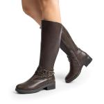 DREAM PAIRS Women's Buckle Knee High Boots, Brown