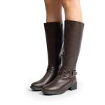 DREAM PAIRS Women's Buckle Knee High Boots, Brown