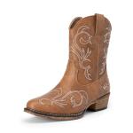 DREAM PAIRS Women's Embroidered Ankle Cowboy Boots