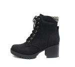 Soda Black Chunky Heel Combat Ankle Boot