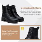 Vepose Women's Black Combat Lace-Up Ankle Boots