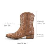 DREAM PAIRS Women's Embroidered Ankle Cowboy Boots