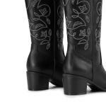 DREAM PAIRS Women's Embroidered Cowboy Boots, Black