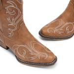 DREAM PAIRS Women's Embroidered Ankle Cowboy Boots