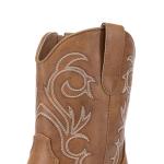 DREAM PAIRS Women's Embroidered Ankle Cowboy Boots