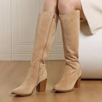 MeiLuSi Women's Chunky Heel Knee High Boots