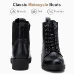 Vepose Women's Black Combat Lace-Up Ankle Boots