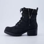 Dunes Women's Kobe Heeled Black Combat Boots
