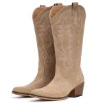 Fioralie Women’s Suede Cowboy Boots - Retro Style