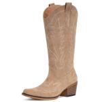 Fioralie Women’s Suede Cowboy Boots - Retro Style