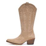 Fioralie Women’s Suede Cowboy Boots - Retro Style