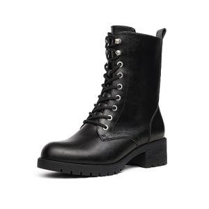 DREAM PAIRS Women's Black Mid-Calf Combat Boots