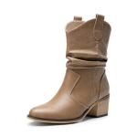 DREAM PAIRS Women's Cowboy Ankle Boots, Mocha