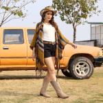 Fioralie Women’s Suede Cowboy Boots - Retro Style