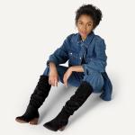 Amazon Essentials Women's Black Tall Block Heel Boots