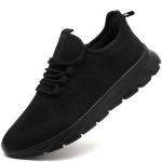 Breathable Women's Slip-On Running Sneakers - Black