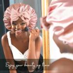 YANIBEST Silk Sleep Cap for Curly Hair, Blush