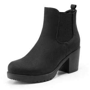 DREAM PAIRS Women's Black PU Ankle Boots 8 US