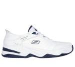 Skechers Men's Durham Slip-On Sneaker, White/Navy